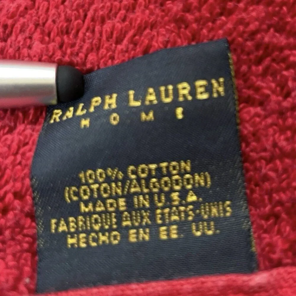 Vintage 1990s Ralph Lauren Red Cotton Towel Set 3 Bath Body Hand Washcloth USA